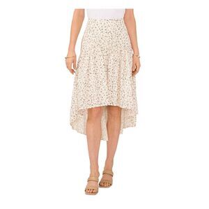 VINCE CAMUTO Womens Beige Zippered Lined Tiered Midi Hi-Lo Skirt 6